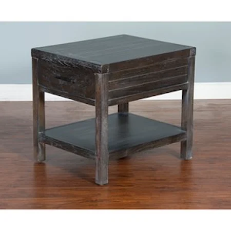 Rustic End Table with Storage Drawer